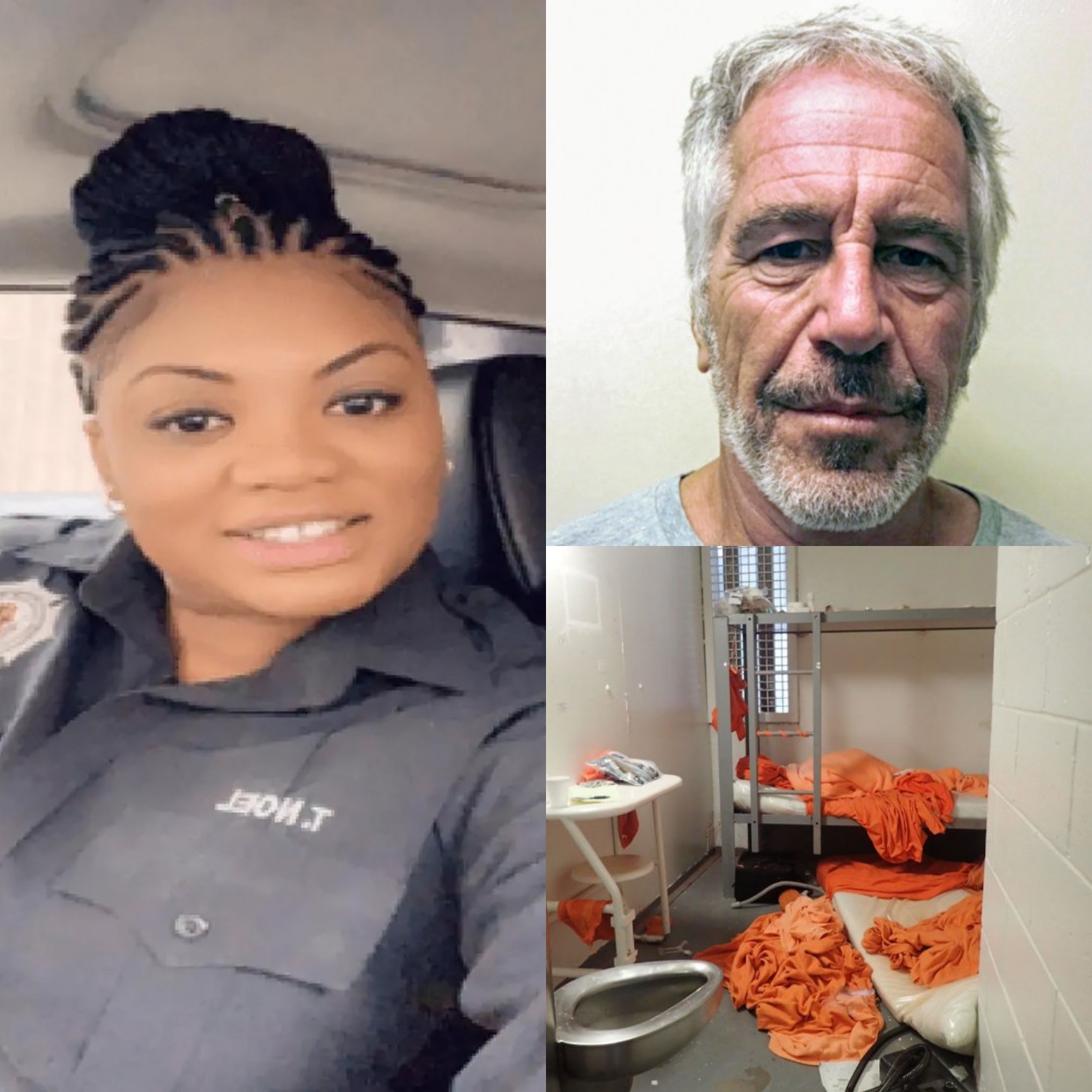 Tova Noel, the guard who found Epstein dead, outside the prison