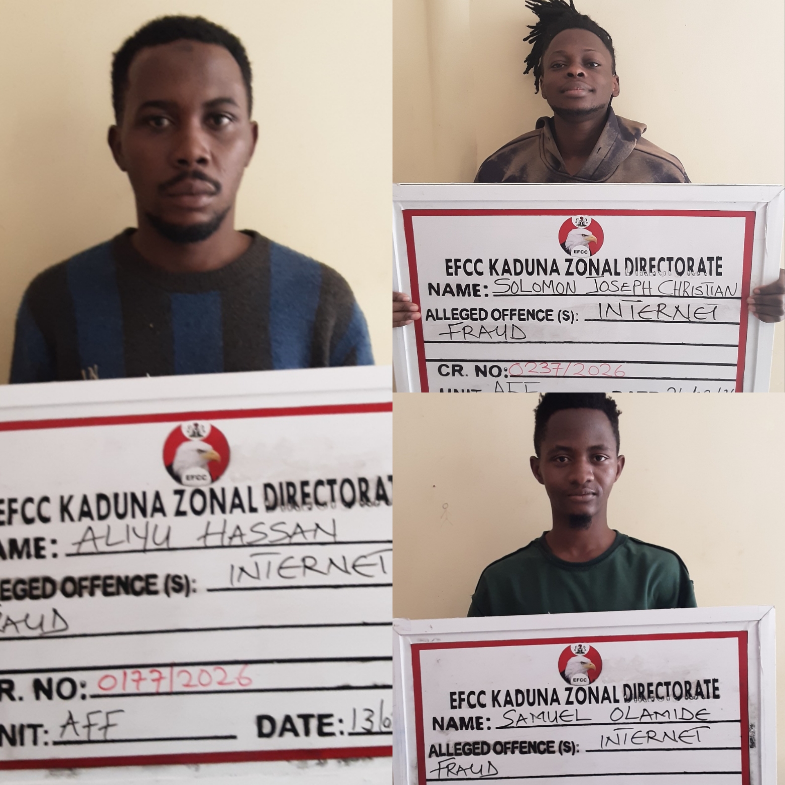 Three individuals convicted for internet fraud in Kaduna