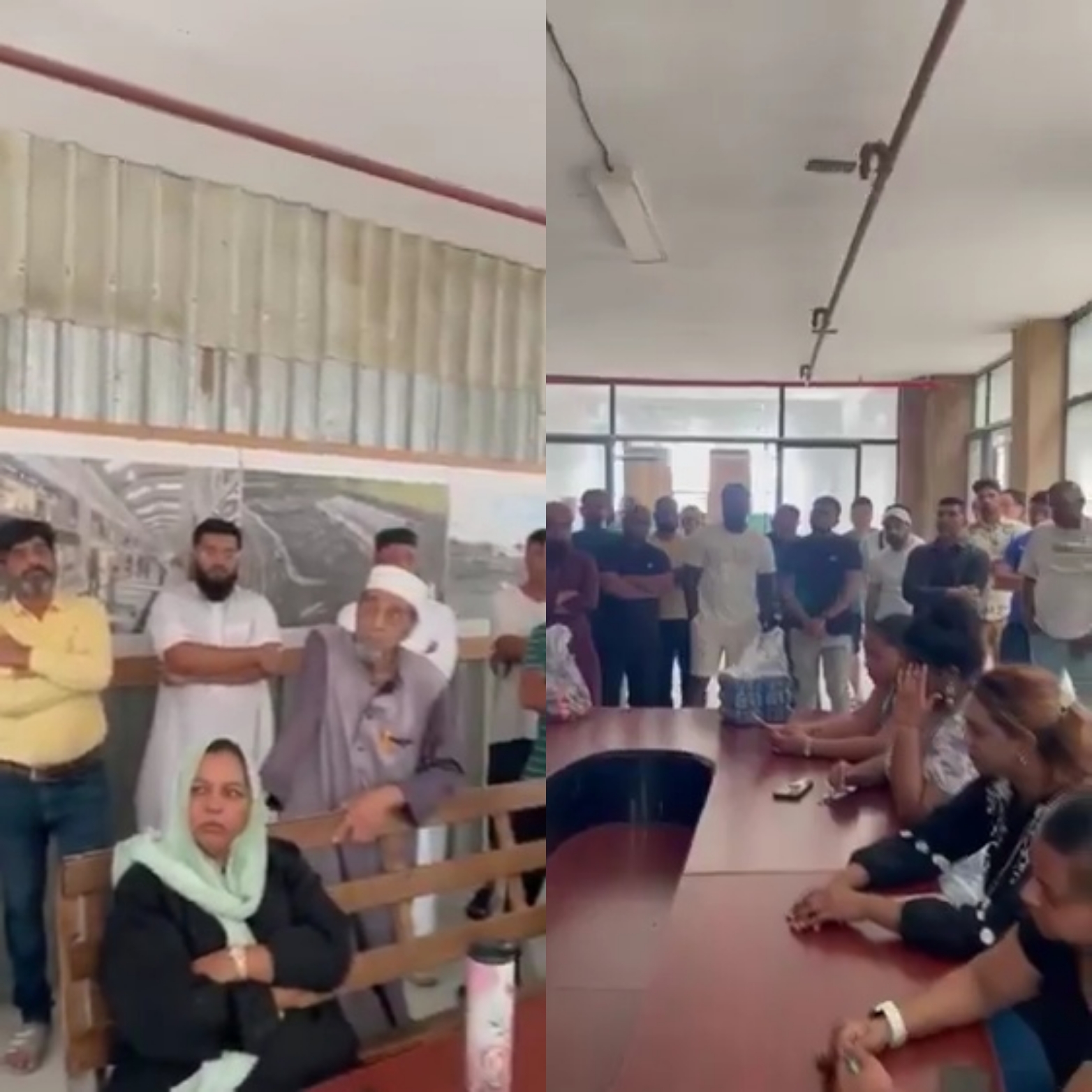 Illustration depicting South Africans protesting or discussing immigration issues.