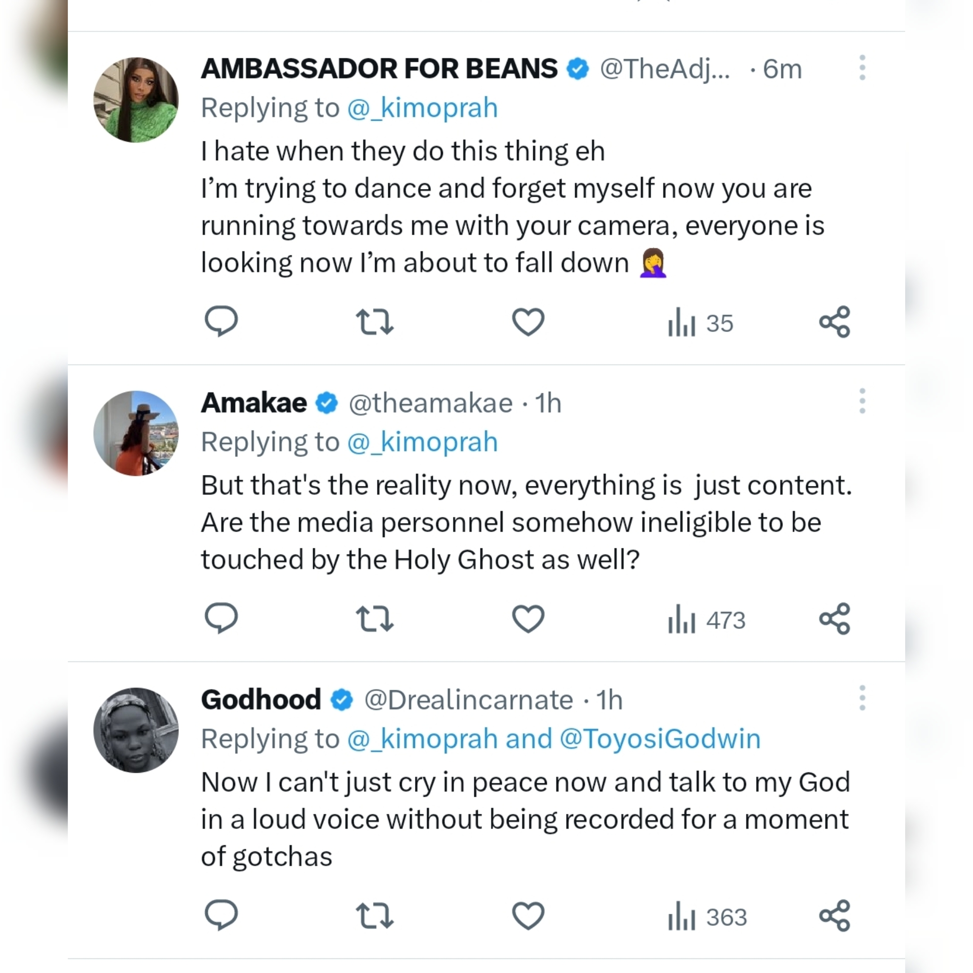 Reaction on social media about church worship practices.