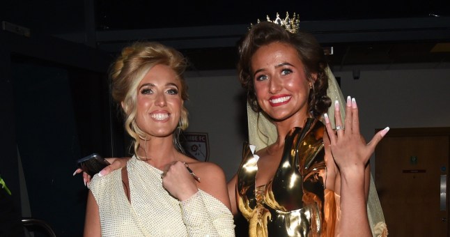 Venezuela Fury at her hen party, displaying her engagement ring