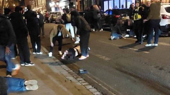 Emergency response teams at the scene of the pedestrian collision in Derby, UK.