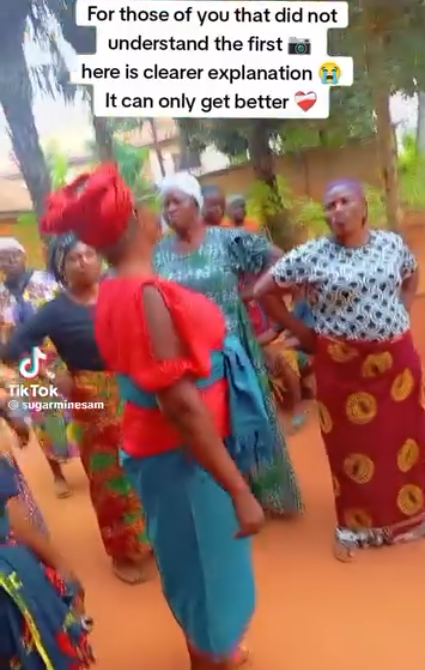 Women confronting a mother-in-law over her alleged mistreatment of her daughter-in-law