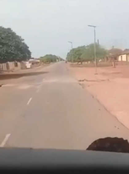 Video still showing deserted streets in Omupo, Kwara State