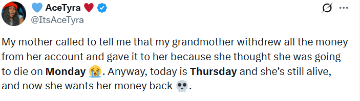 Grandma who gave away money thinking she would die soon