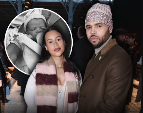 Screenshot showing the social media announcement about Chris Brown's new baby.