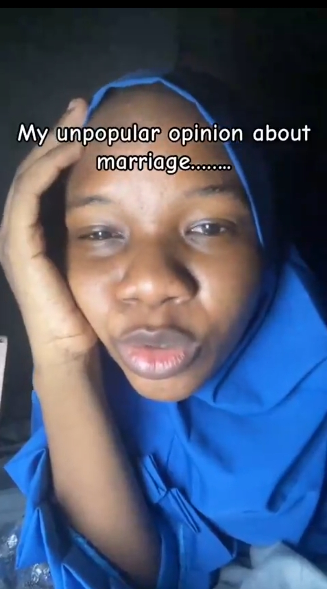 A lady shares her perspective on marriage in a video.