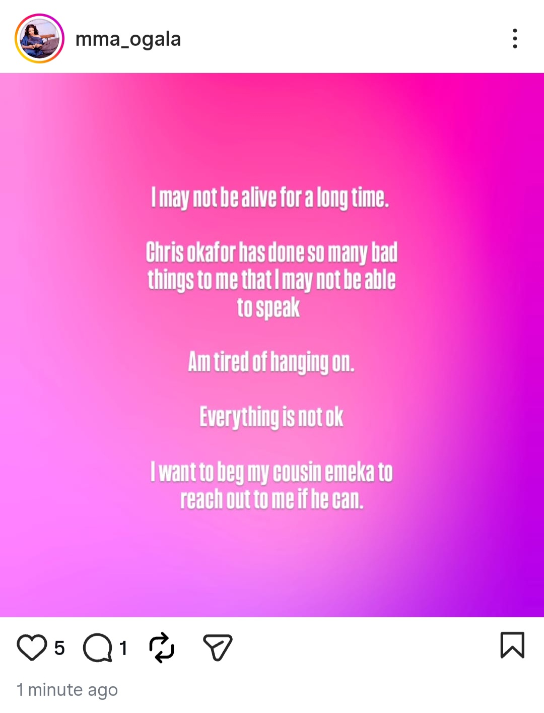 Doris Ogala expresses her emotional turmoil