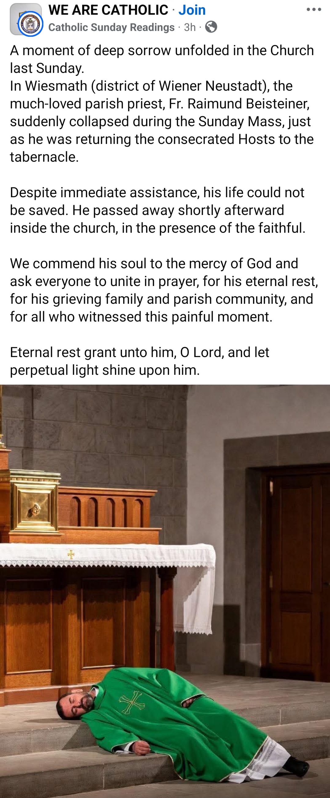 Community gathering for the memory of the late priest Raimund Beisteiner