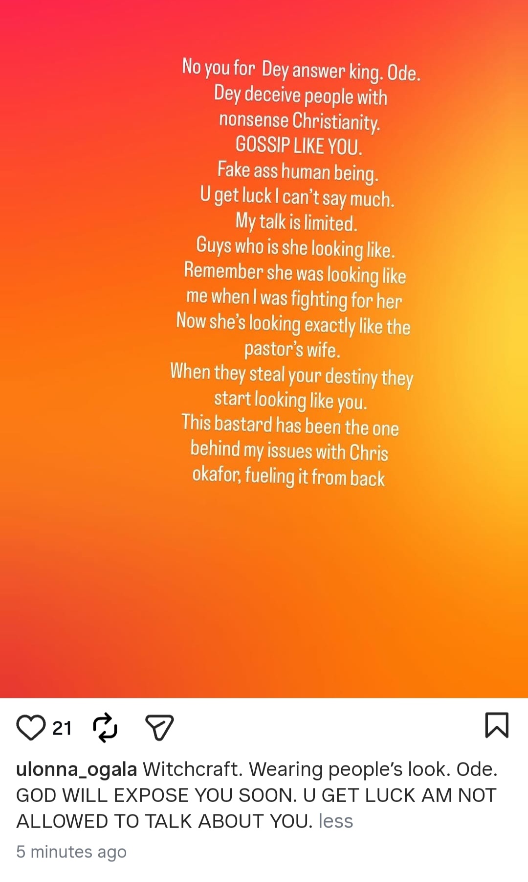 Screenshot of Tonto Dikeh's name change announcement