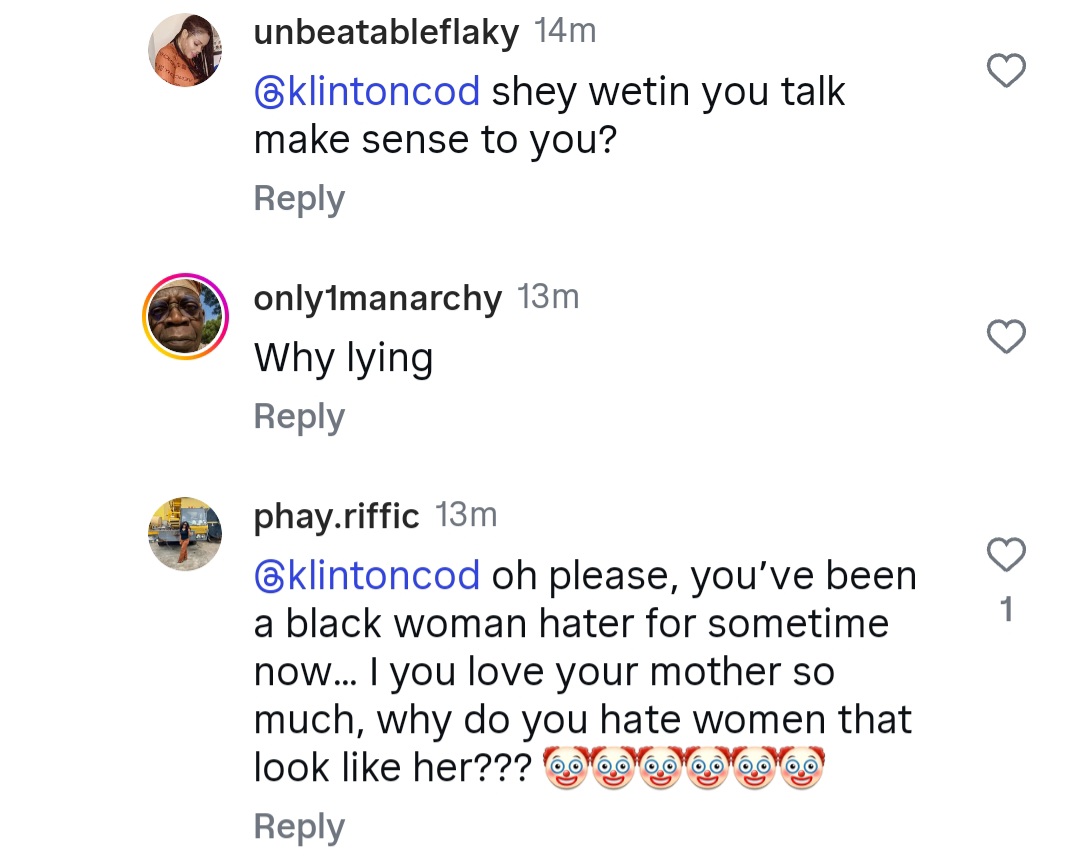 Another screenshot capturing part of the social media exchange regarding KlintonCod.