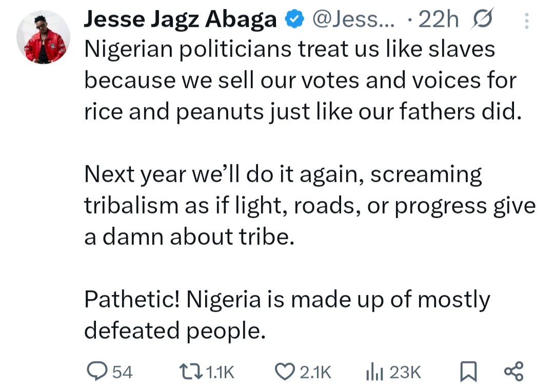 Jesse Jagz expressing his views on social media