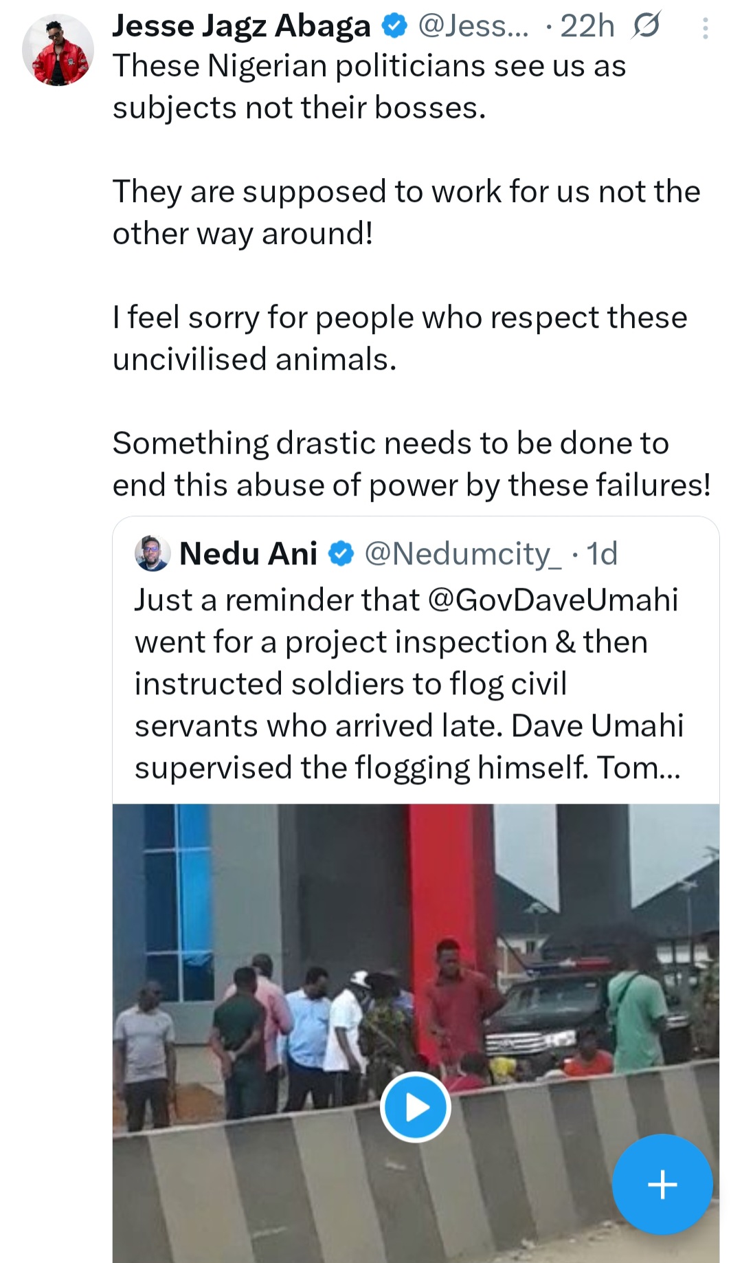 Jesse Jagz's tweet on Nigerian politics