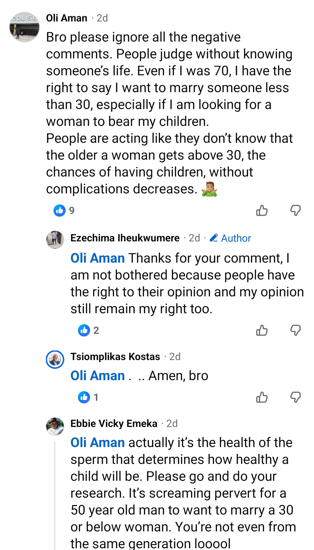 Reactions to the man's marriage announcement