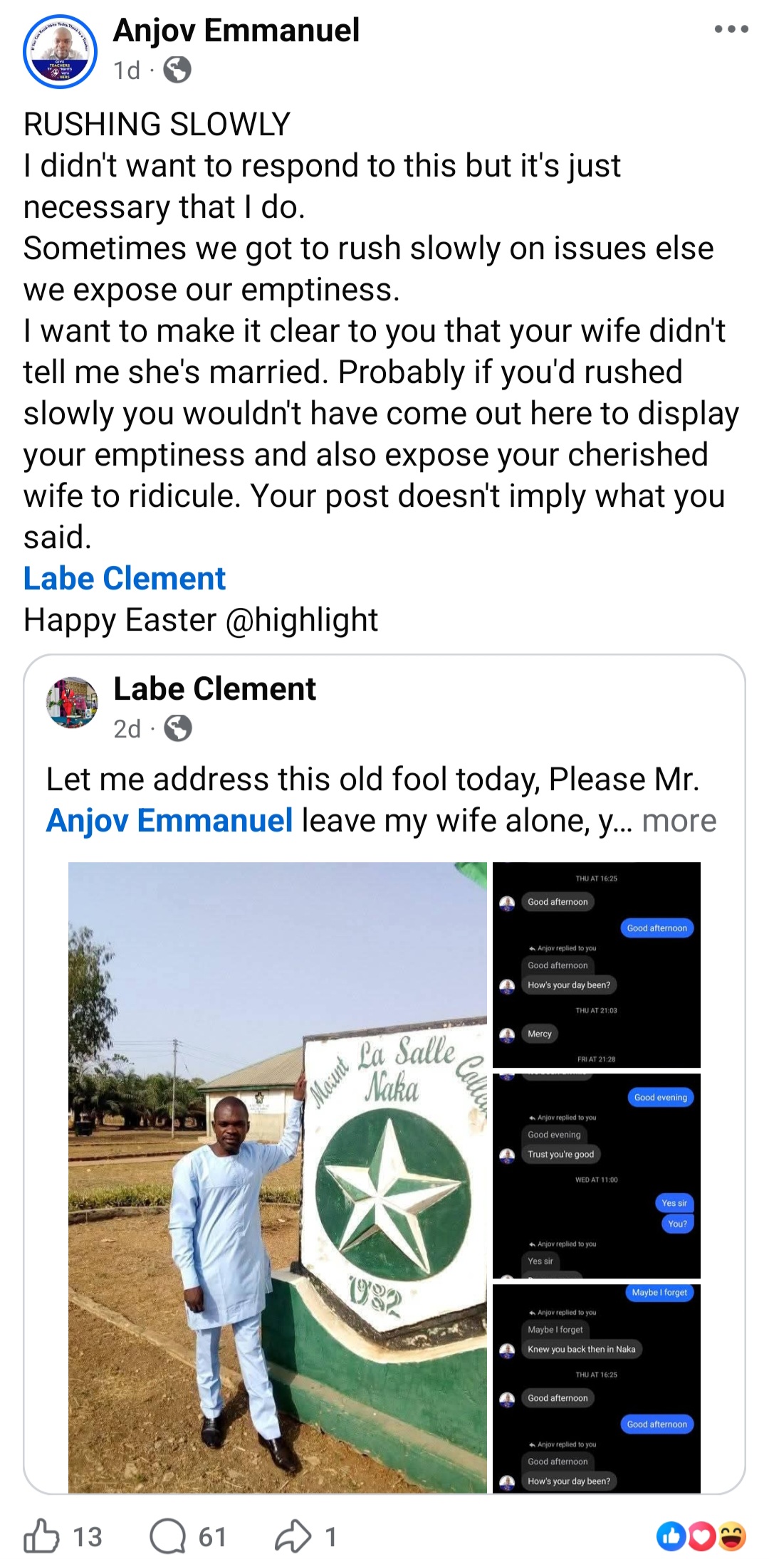 Further screenshots of the conversation in question.