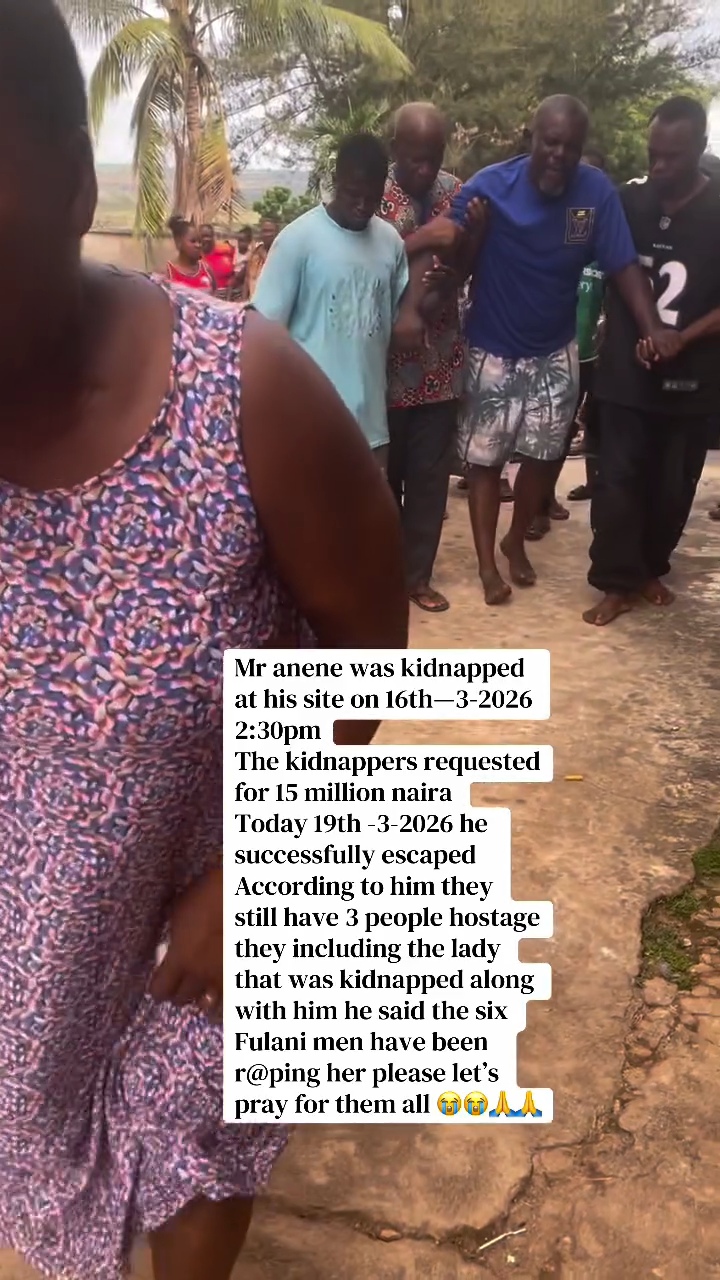 Mr. Anene limping as he returns home after escaping from kidnappers.