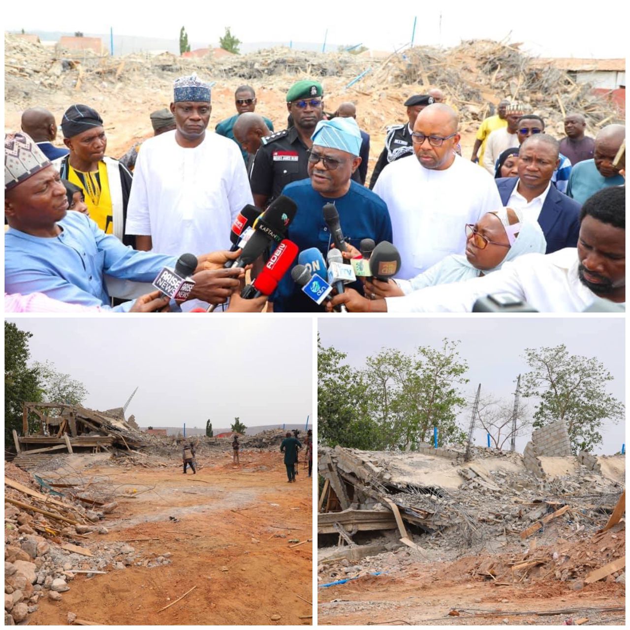 Scene of the collapsed hotel in Jikwoyi, Abuja.