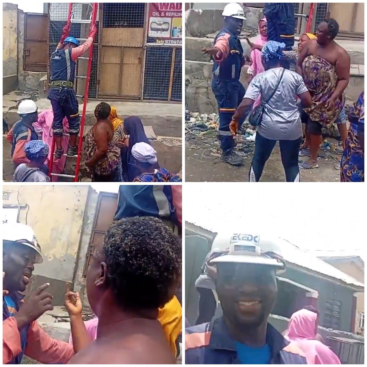 Women protesting against PHCN officials trying to disconnect their power supply