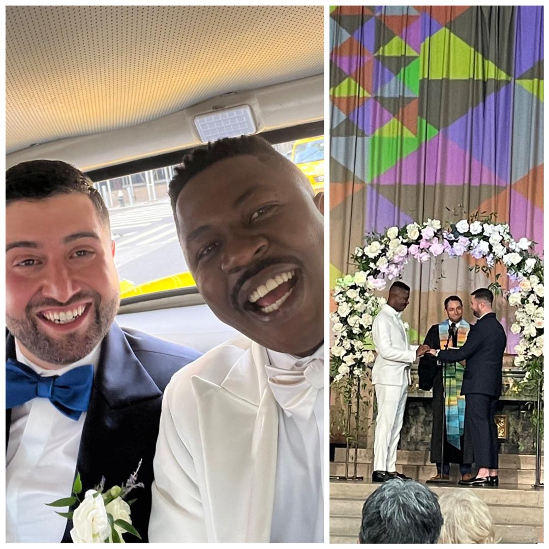 Edafe Okporo and Nick Giglio, Nigerian gay rights activist and spouse at their wedding
