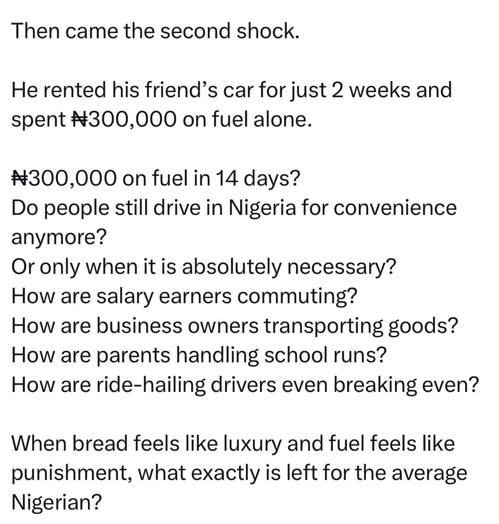 Screenshot illustrating the high fuel cost mentioned by the user.