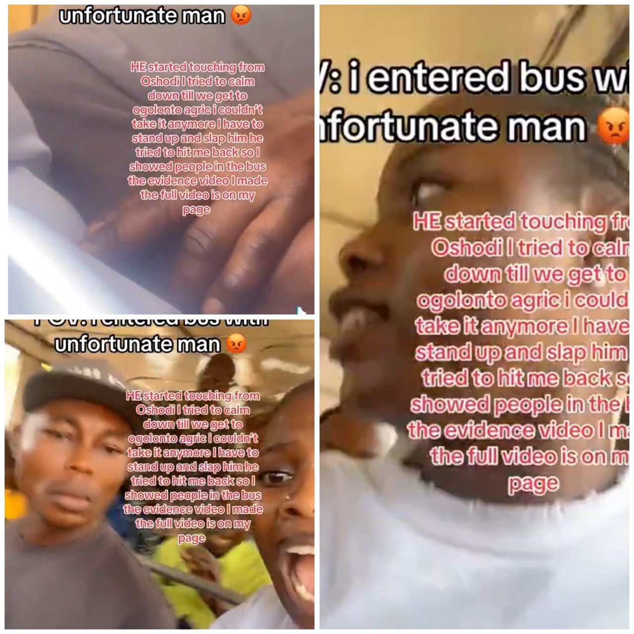 Woman confronting man for inappropriate behavior in a commercial bus