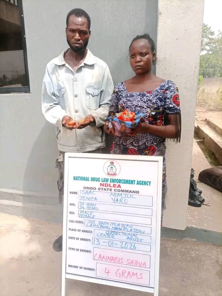 Two arrested for attempt to smuggle illicit drugs into Ondo prison