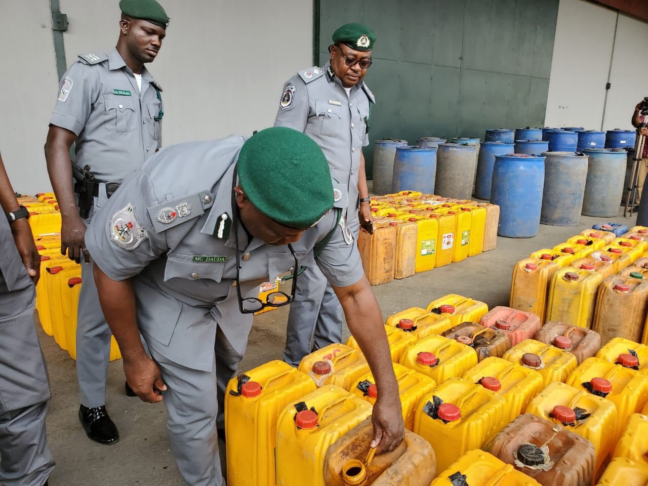 Image showing the confiscated smuggled petrol by Nigeria Customs Service