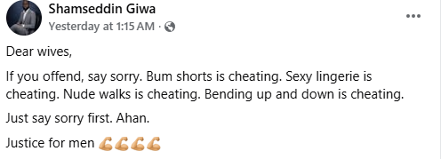 Marriage therapist Shamseddin Giwa critiquing women’s approaches to apologies