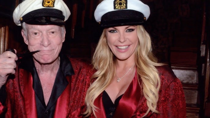 Crystal Hefner at a news conference discussing the investigation into her late husband's foundation.