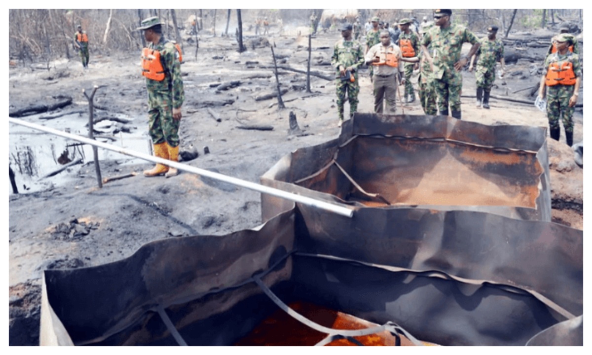 Seized illegal storage facility containing crude oil in Rivers State