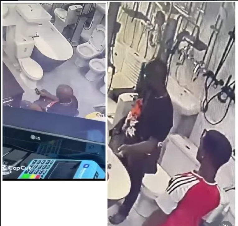 CCTV footage captures the moment a man steals a plumber's phone in Lagos