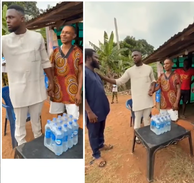 A man gifting ₦500,000 to his friend who helped him in the past