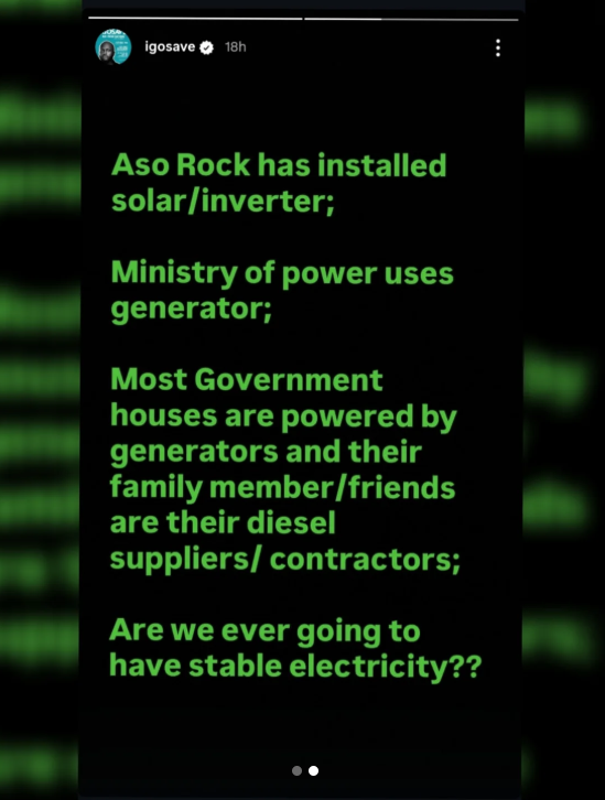 Comedian I Go Save addressing the ongoing issue of power outages in Nigeria