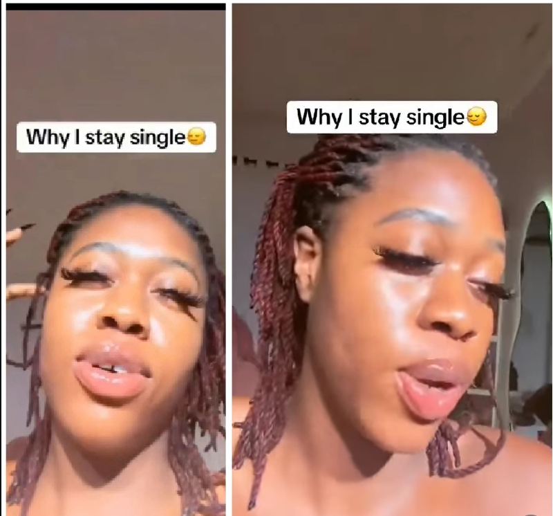 Lady expressing her views on remaining single due to her anger issues