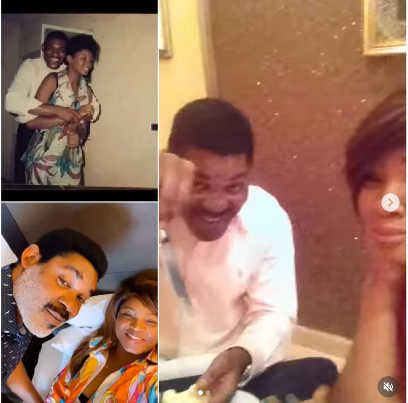 Omotola Jalade-Ekeinde celebrating her 30th wedding anniversary with her husband.