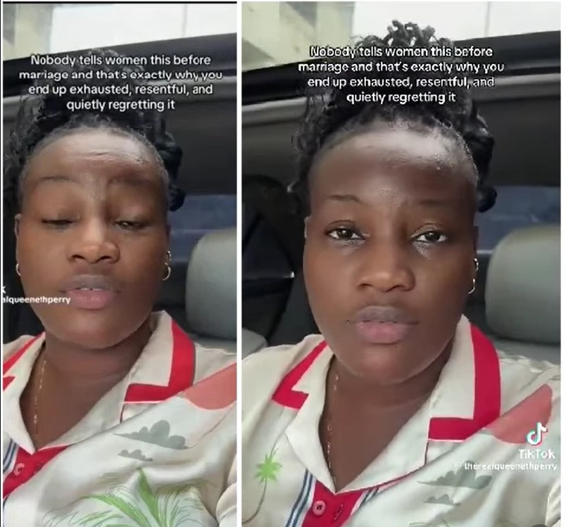 Lady discussing insights on marriage and women's experiences.