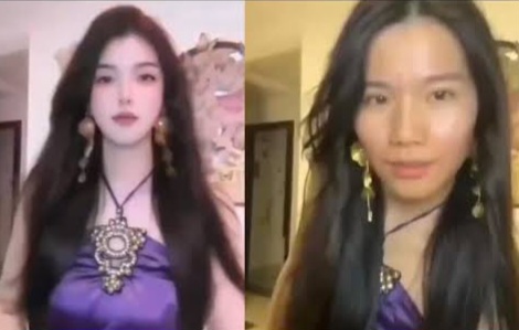 Snapshot of the Chinese female streamer during the livestream where the filter failed.