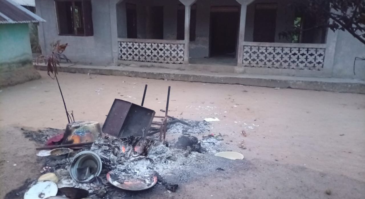 Scene of destruction caused by the chieftaincy conflict