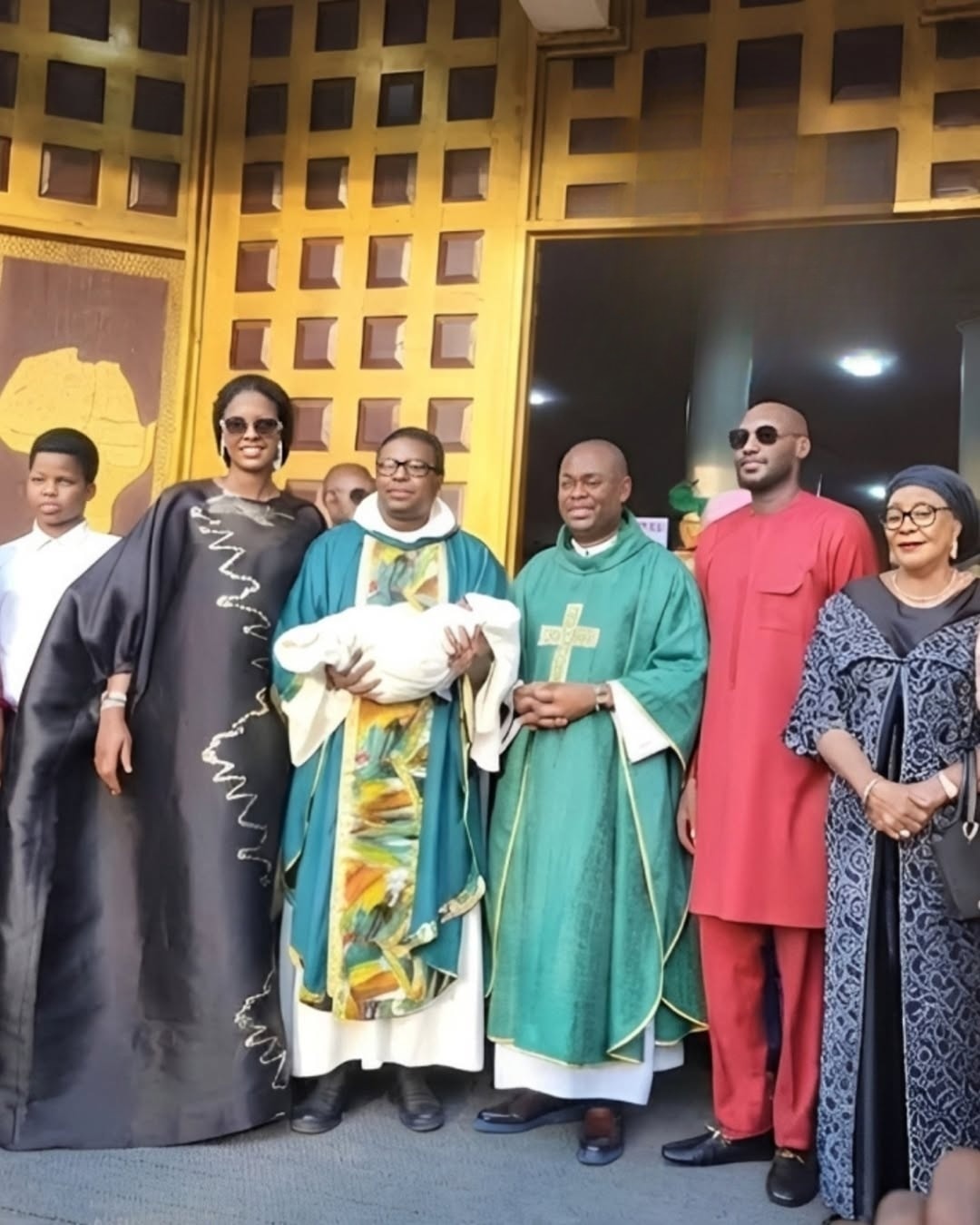 2Face Idibia and Natasha during their child's dedication ceremony